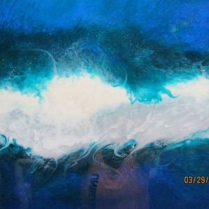 Custom resin on canvas glow in the dark pigments